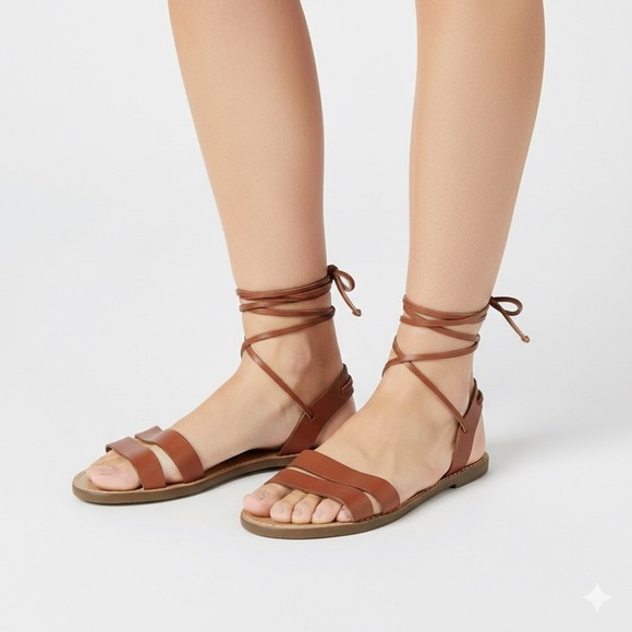 Madewell Shoes - Women’s Lace-Up Ankle Strap Sandals in Brown